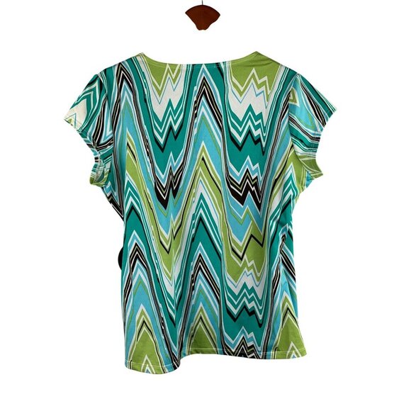 Notations Womens Petite Chevron Wrap Top PM Polyester Spandex - Picture 2 of 6